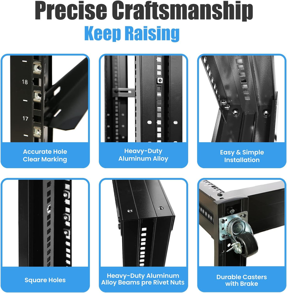 15U 4 Post Open Frame 19inch Steel Rack 24inch Deep A701640