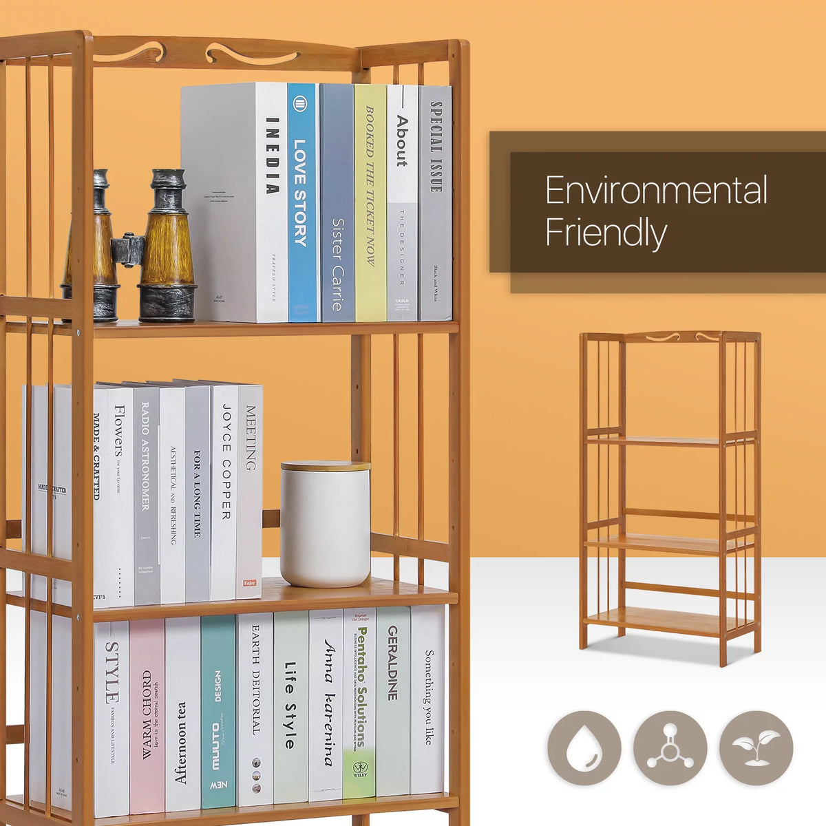 Bamboo 3 Shelves Adjustable Bookshelf R966