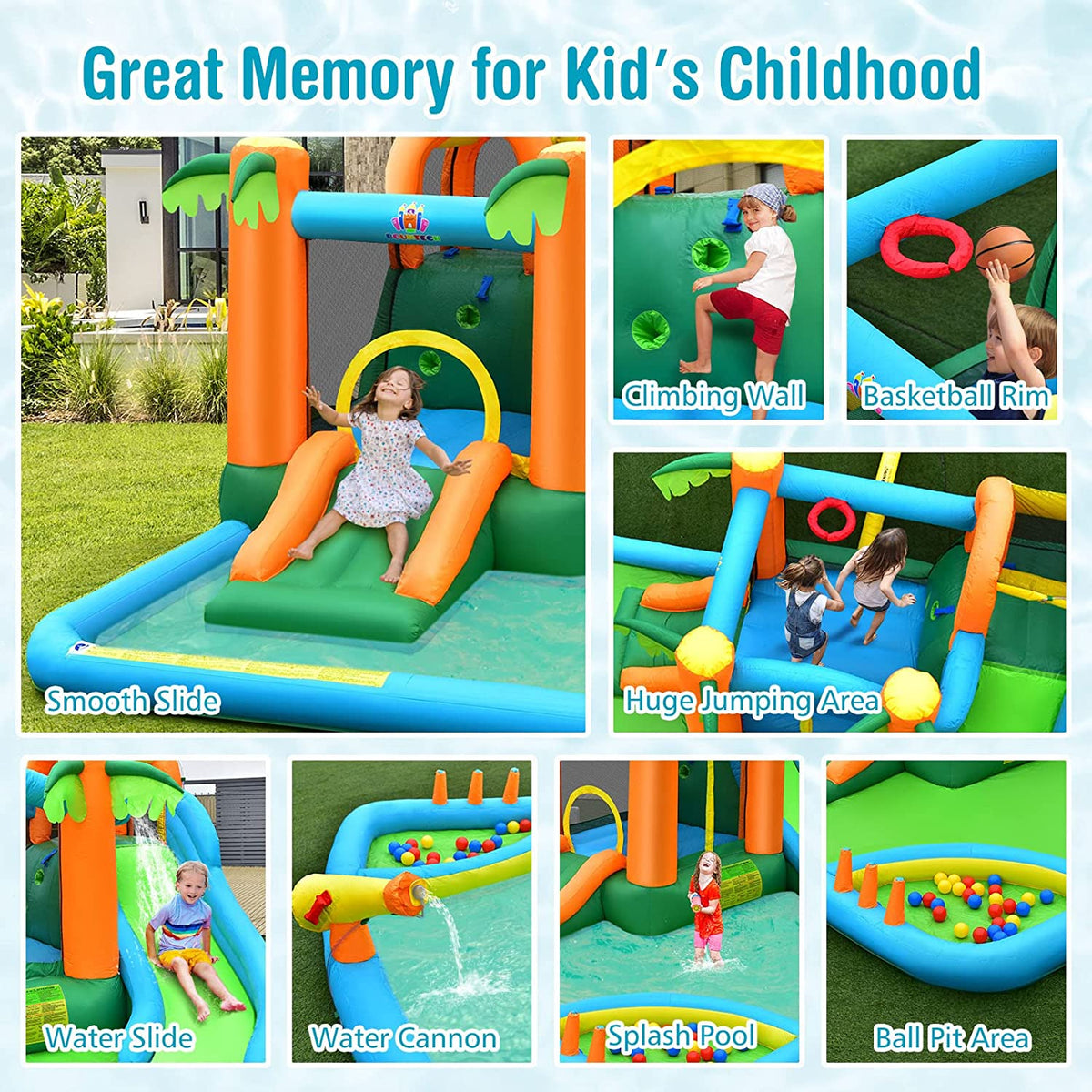 Inflatable Water Slide with Splash Pool, Climbing Wall B993