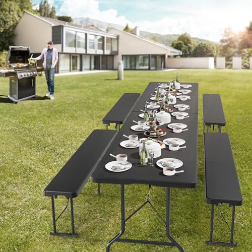White 6 Feet Plastic Folding Bench, 2 Pack J125