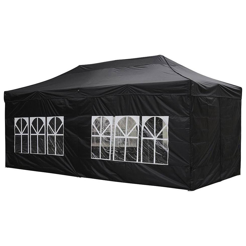 Black Pop Up Canopy Tent with Removable Sidewall Carry Bag F4260