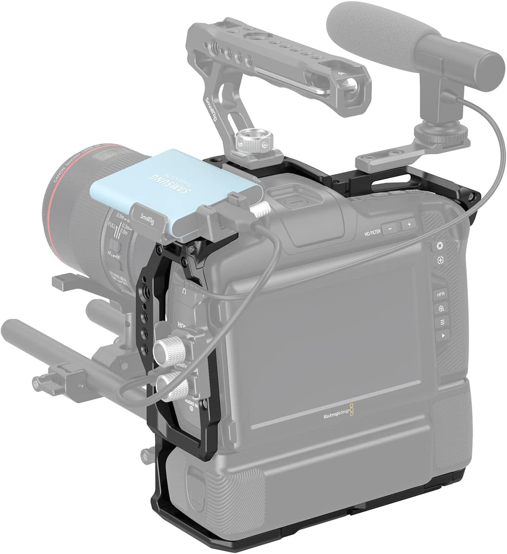 Battery Grip Cage Only for BMPCC 6K Pro with NATO Rail and Cold Shoe Mount U3890