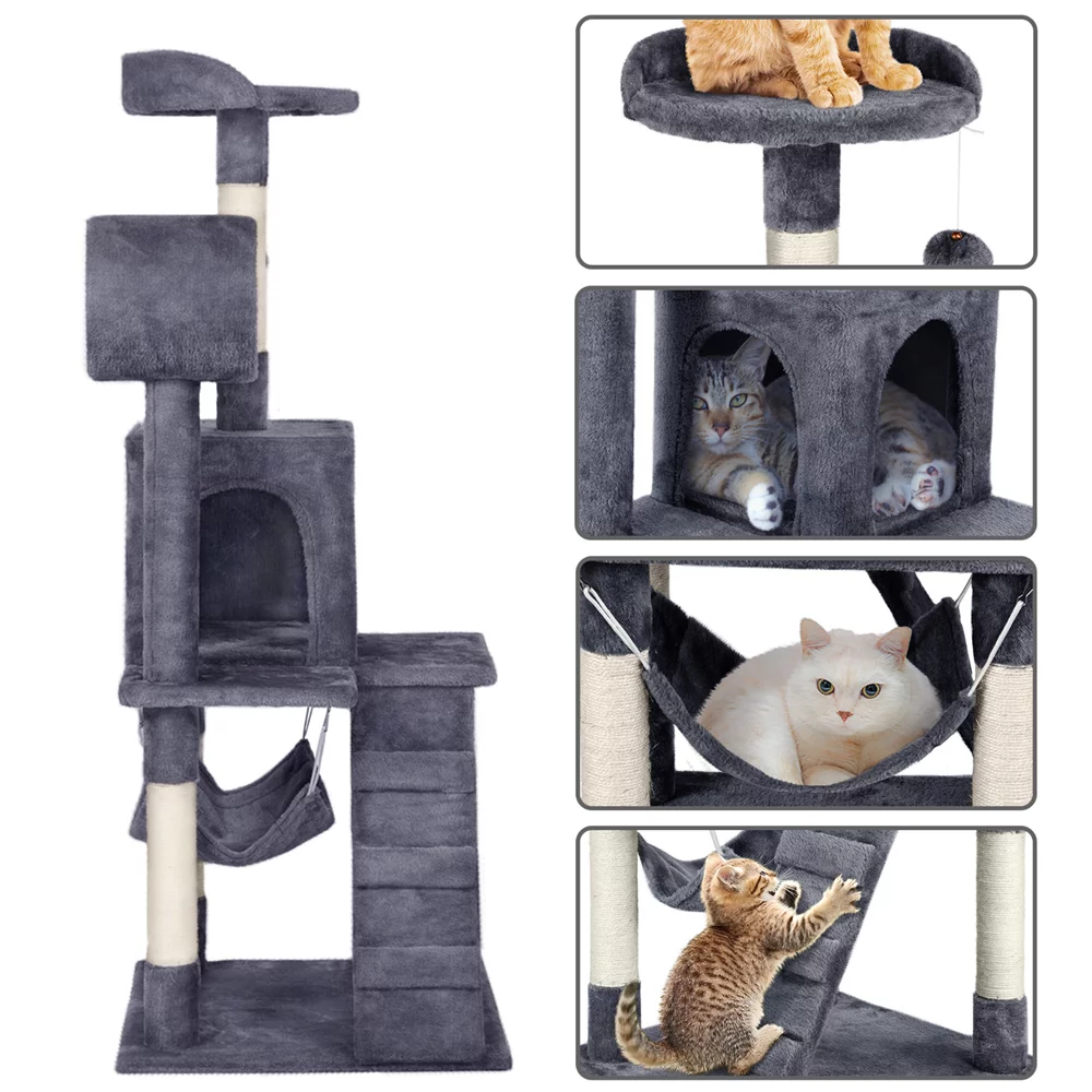 51" Cat Tree Tower Condo Scratcher Gray Q77402