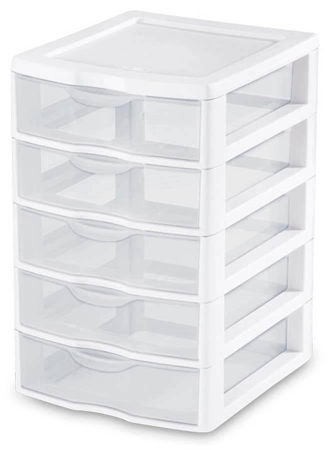 White 5 Drawer Plastic Desktop Storage Unit 12 Pack N63138