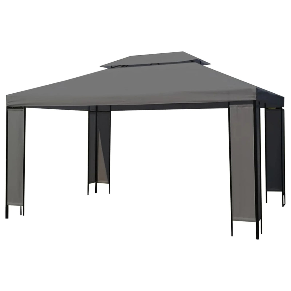 Outdoor Gazebo Canopy Tent Steel Frame Anthracite 157.5 x 118.1 x 107.5 Inches W509