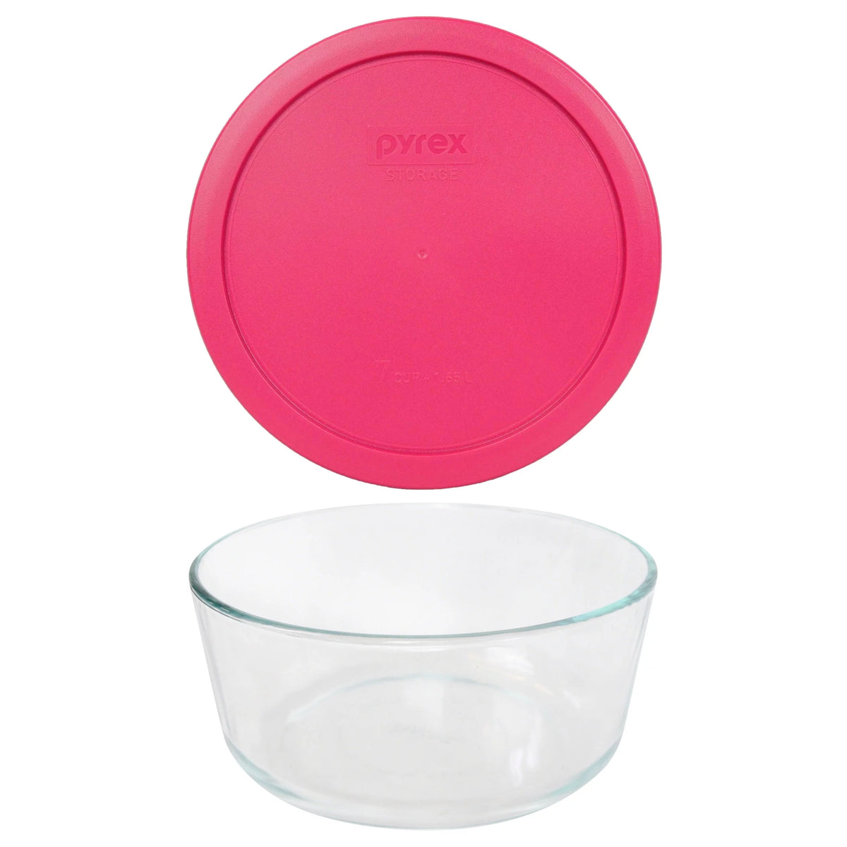 7-Cup Glass Food Storage Bowl with Pink Lid T8142