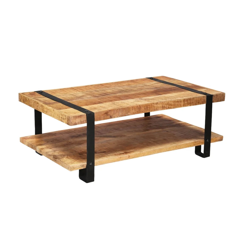 Rustic Mango Wood 2 Tier Coffee Table U839553