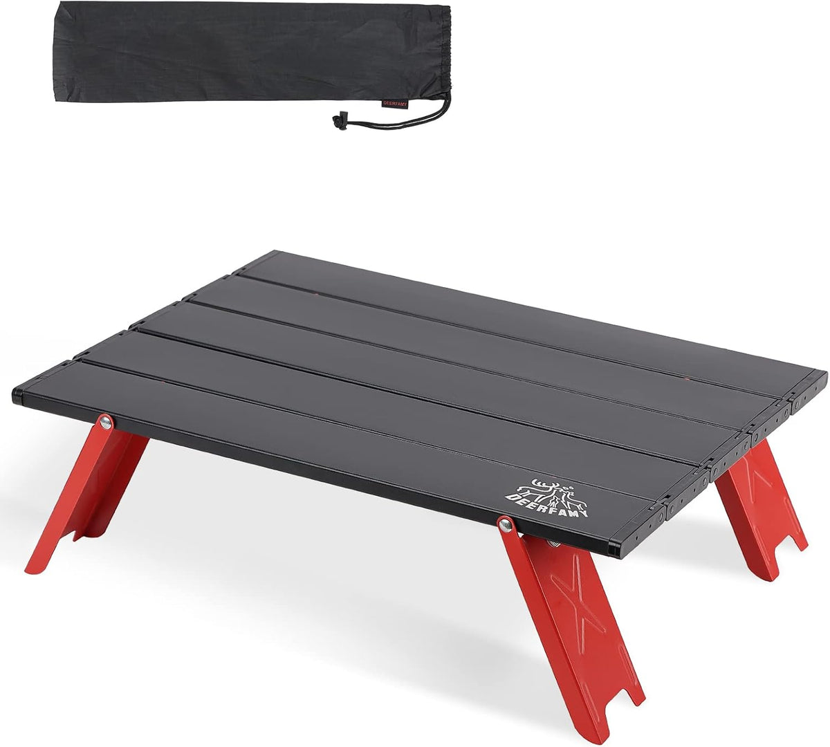 Black Ultralight Aluminum Folding Camping Table with Carrying Bag C328368