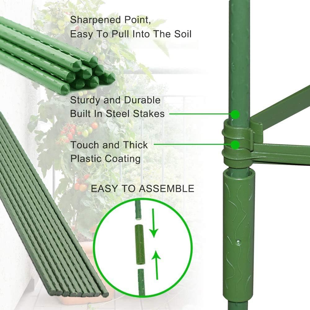 Tomato Cages Plant Supports with 9Pcs Clips Pack of 2 W560808