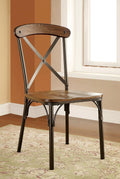 Industrial Metal Cross-Back Side Chair, Set Of 2, Brown W86492