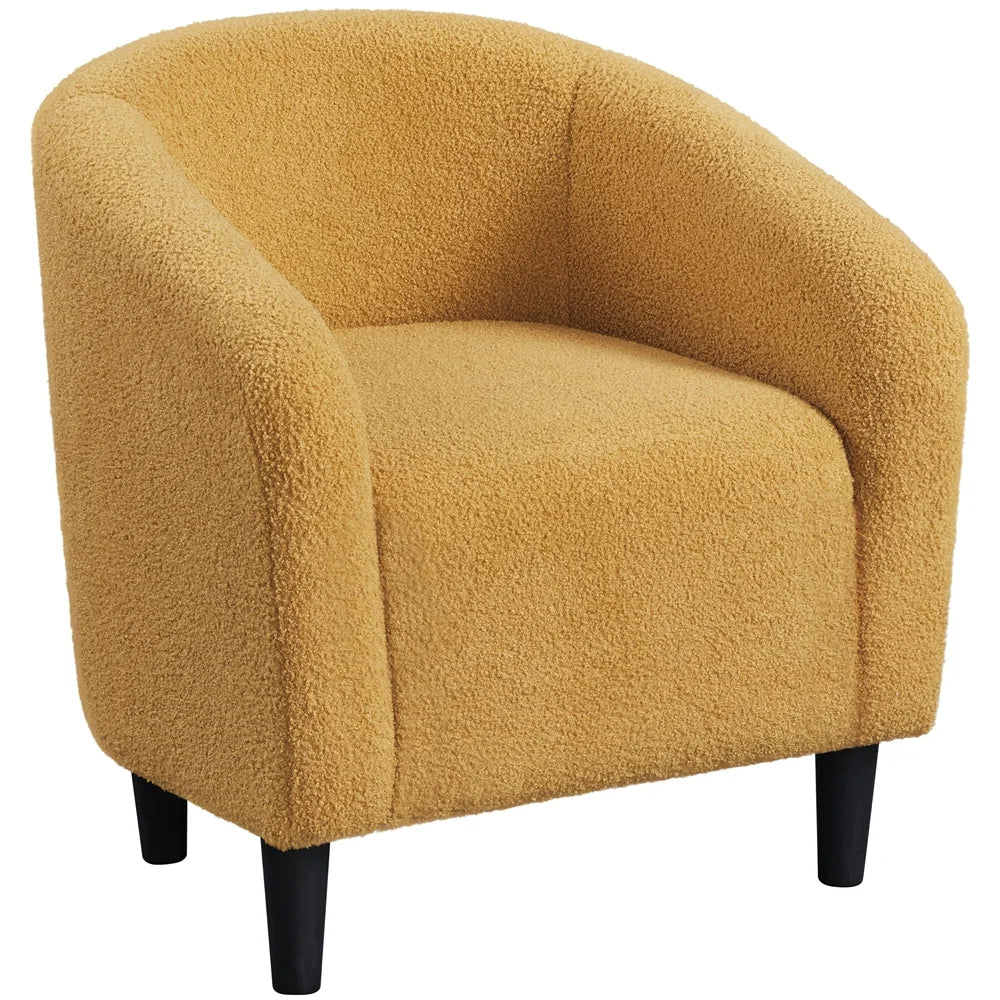 Mustard Yellow Upholstered Barrel Accent Chair J392