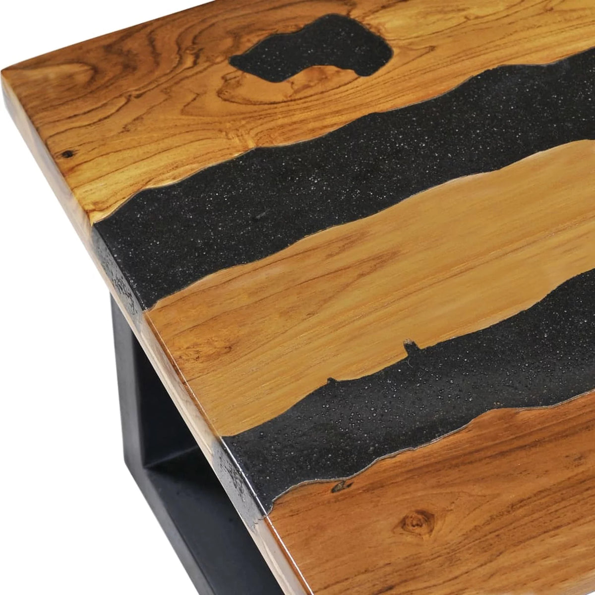 Solid Teak Wood and Lava Stone Coffee Table C15684