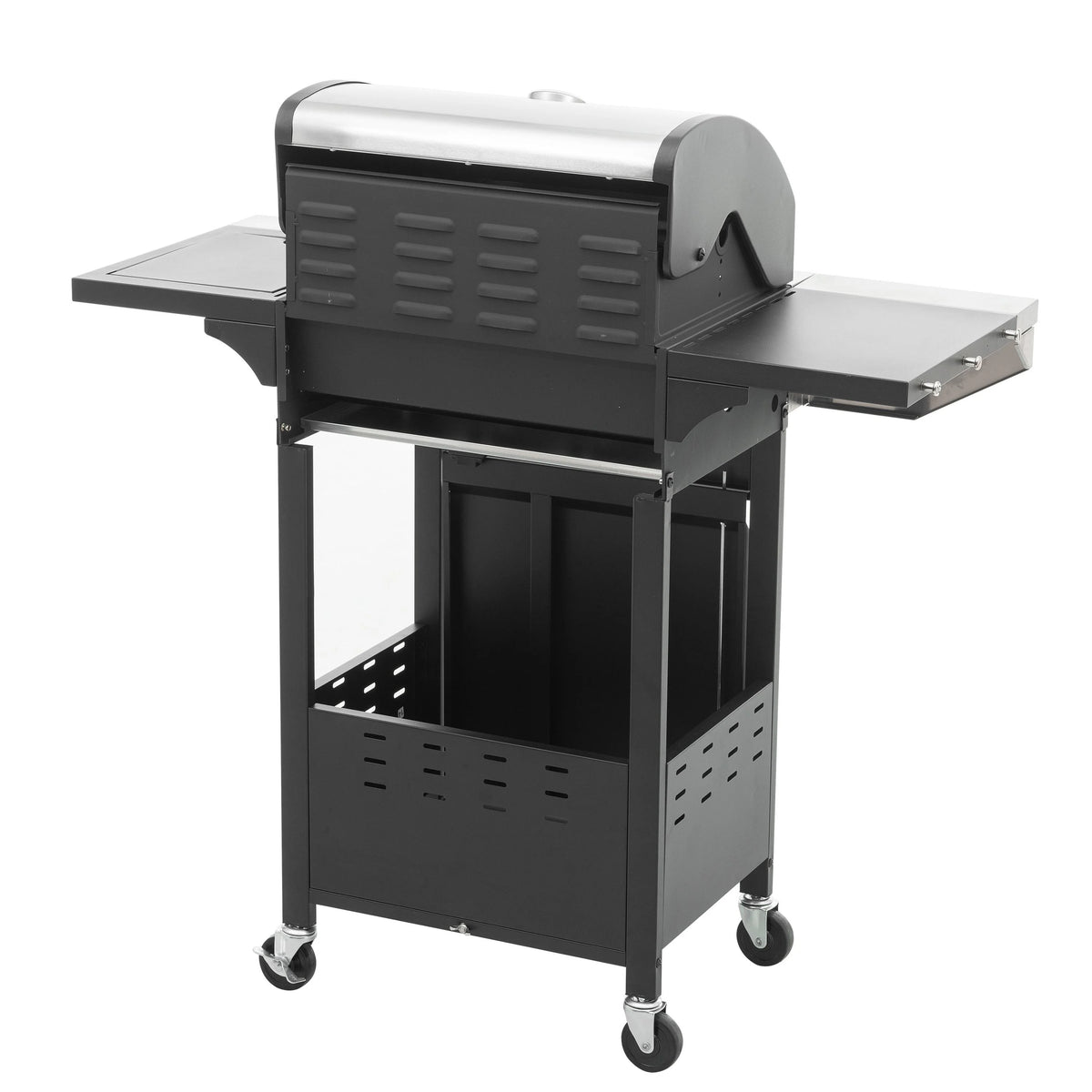 3 Burner BBQ Propane Gas Grill with Side Burner, Stainless Steel Patio Barbecue Grill with Lid, Wheels, Shelves and Bottle Opener W543