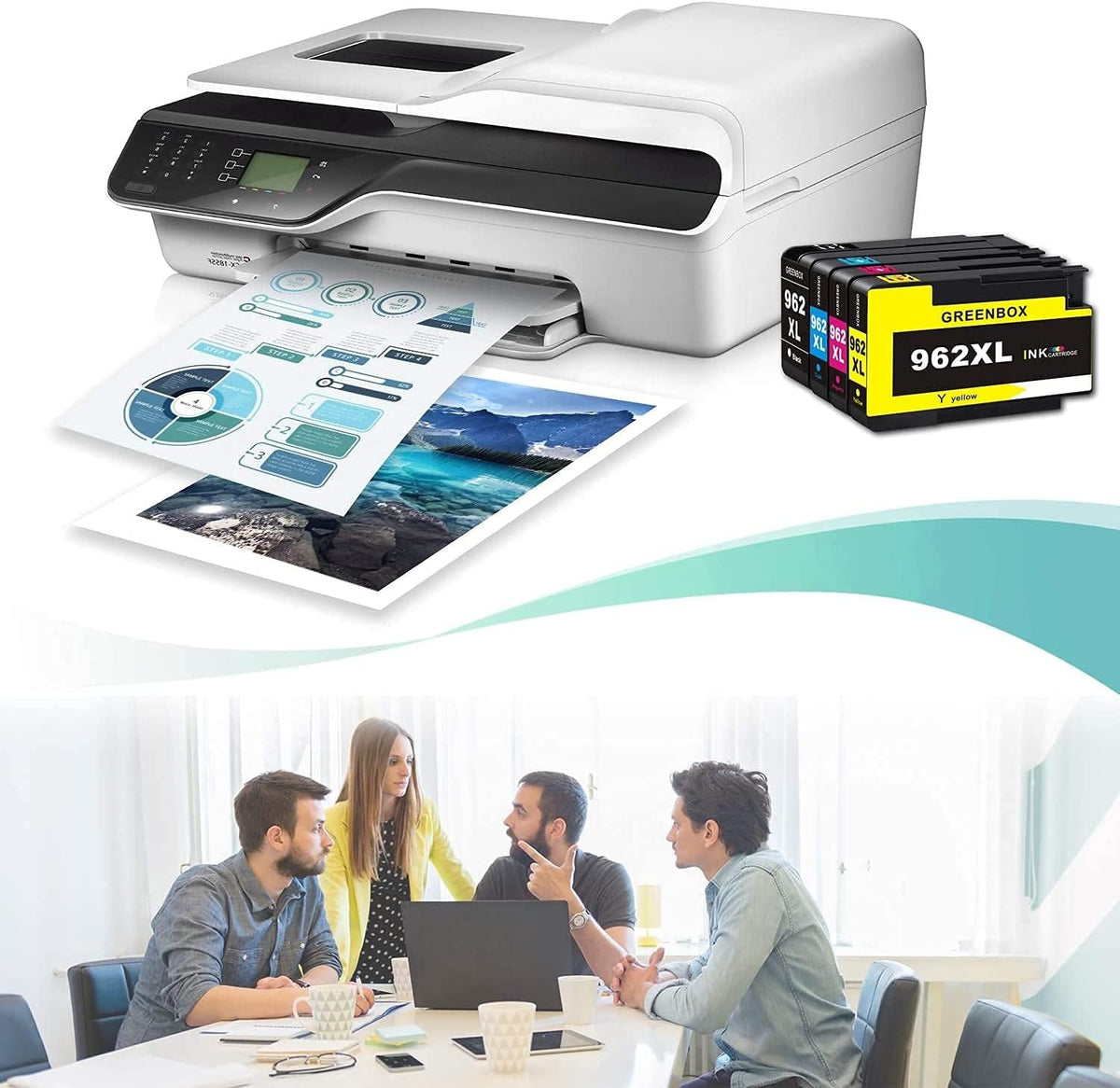 Ink Cartridge Replacement for HP OfficeJet Pro Printer (1 Black 1 Cyan 1 Magenta 1 Yellow) C519
