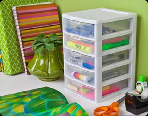 White 5 Drawer Plastic Desktop Storage Unit 12 Pack N63138