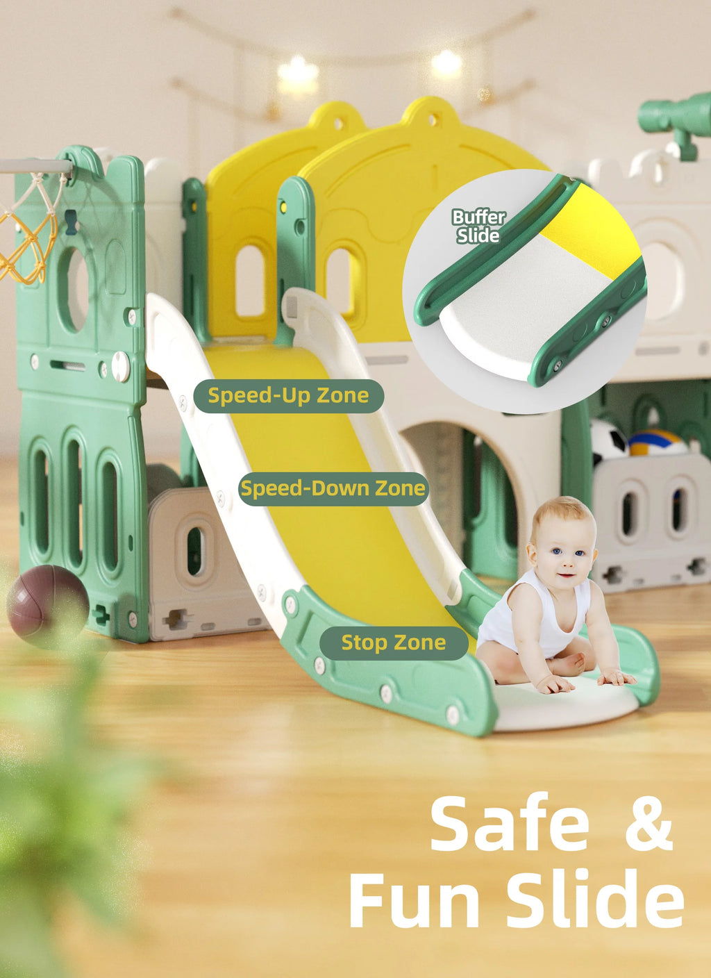 8 in 1 Kids Slide Set with Climber W597
