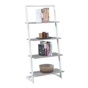 4 Tier Ladder Bookcase Faux Birch White F114597