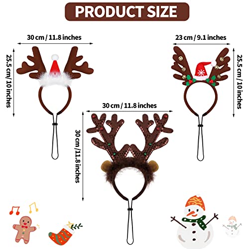 3 Pack Christmas Pet Headwear Brown Reindeer Antlers Headband S50039
