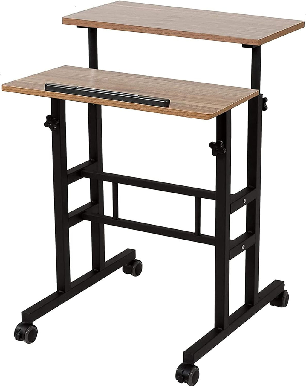 Oak Height Adjustable Standing Desk with Carpet Wheels P856499