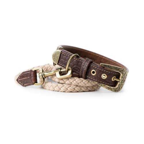 Genuine Embossed Italian Leather Dog Collar T868732