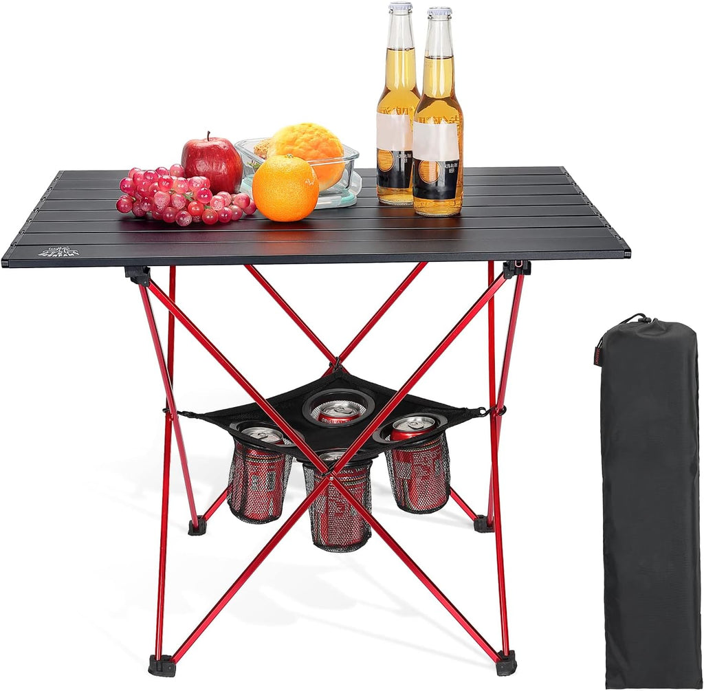 Black Ultralight Aluminum Folding Camping Table with Carrying Bag C328368