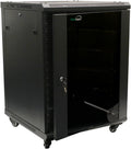 15U Wall Mount Server Cabinet with Glass Door and Casters F92684