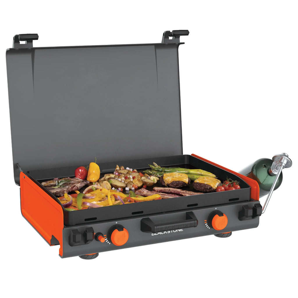 2-Burner Propane Camping Griddle with Hood and Handle P26059