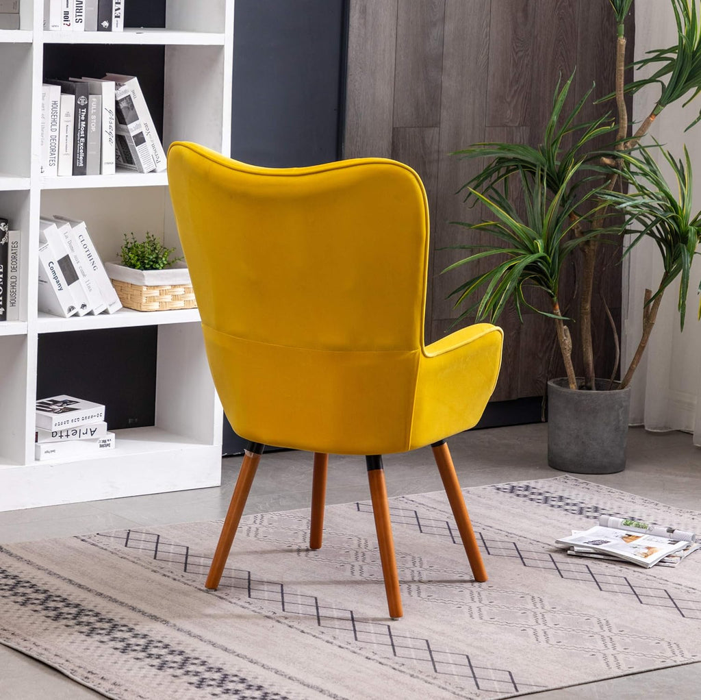 Yellow Velvet Tufted Button Accent Chair K819