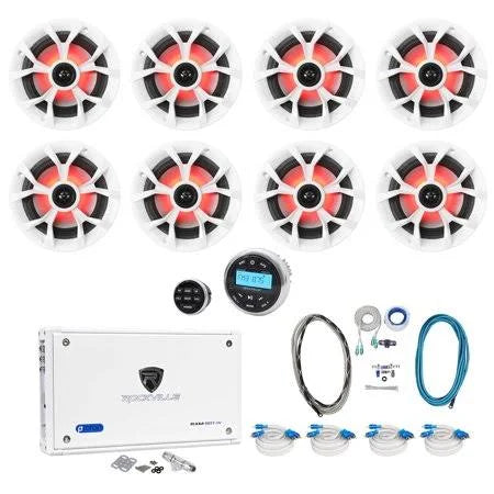 6.5 inch 700W Marine LED Speakers with Receiver Amplifier and Amp Kit K139